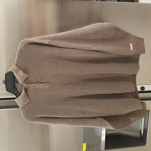 💕LUNYA💕 Cozy Cotton Silk Polo Pullover Sweater ~ Botanical Brown Heather M NWT - Picture 8 of 16